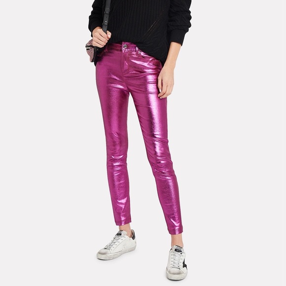 Metallic leather jean pants